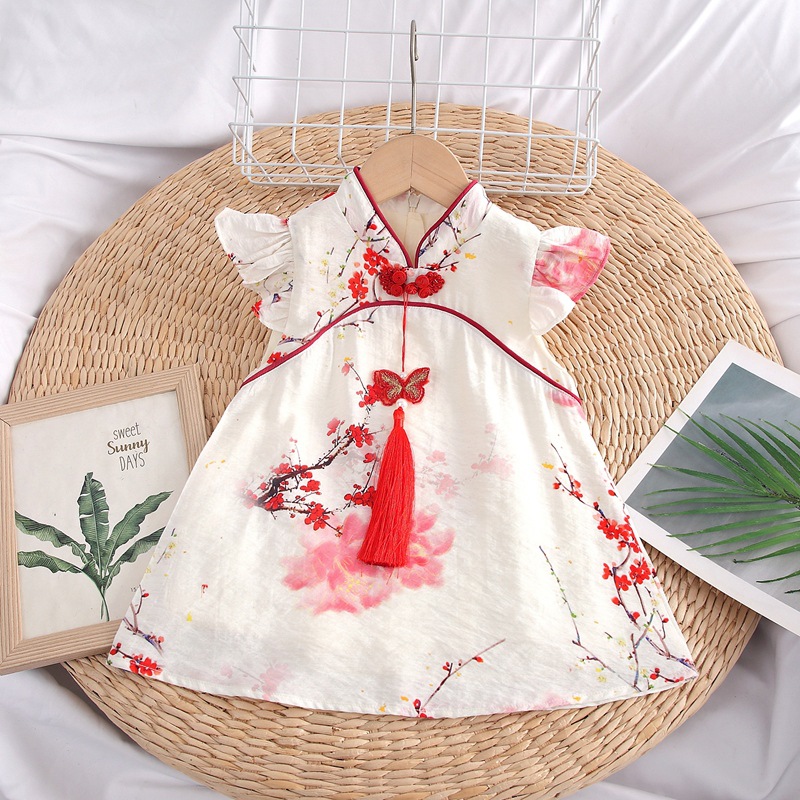 女童旗袍夏季中国古风唐装汉服儿童小女孩裙子洋气宝宝夏装连衣裙