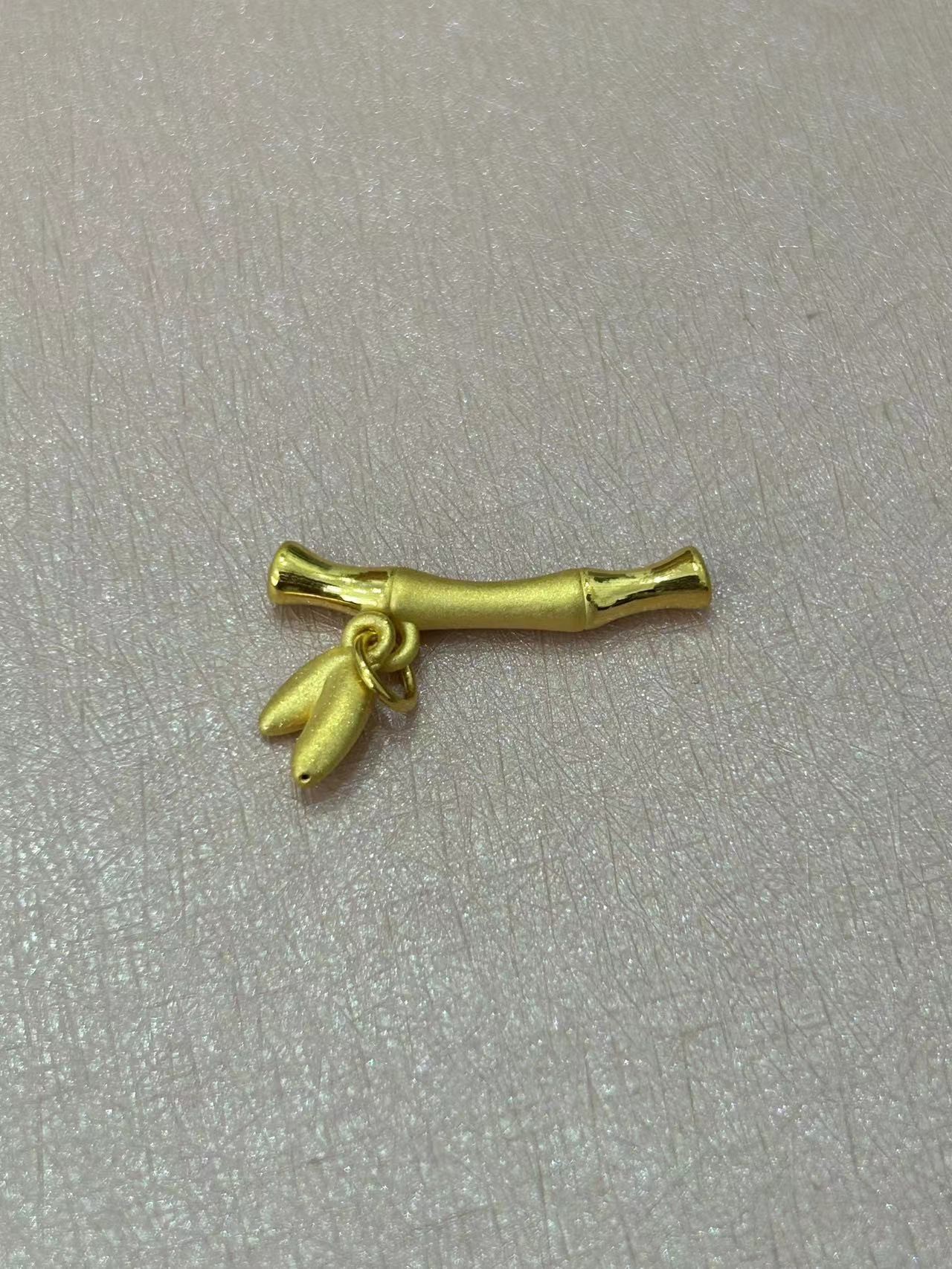 足金999 竹节叶子弯管