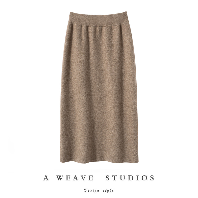 100％山羊绒空气层女士山羊绒直筒裙半身裙子山羊绒