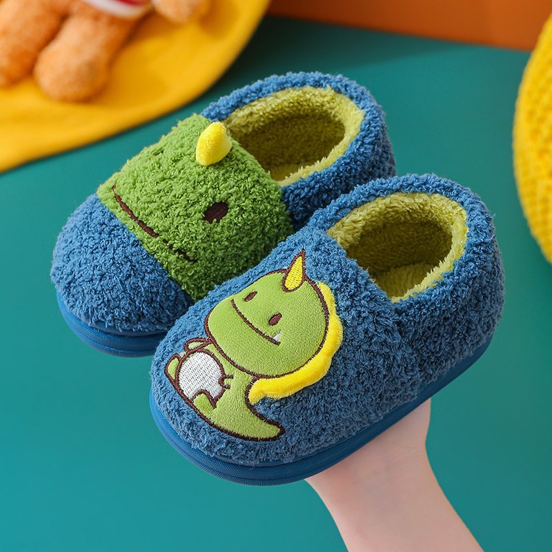 儿童棉鞋卡通保暖冬季加厚防滑软底男女中小宝宝恐龙可爱居家  SD