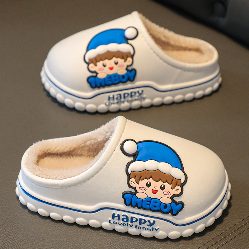儿童拖鞋冬女童男童防滑软底可爱卡通防水宝宝棉拖鞋HYZ