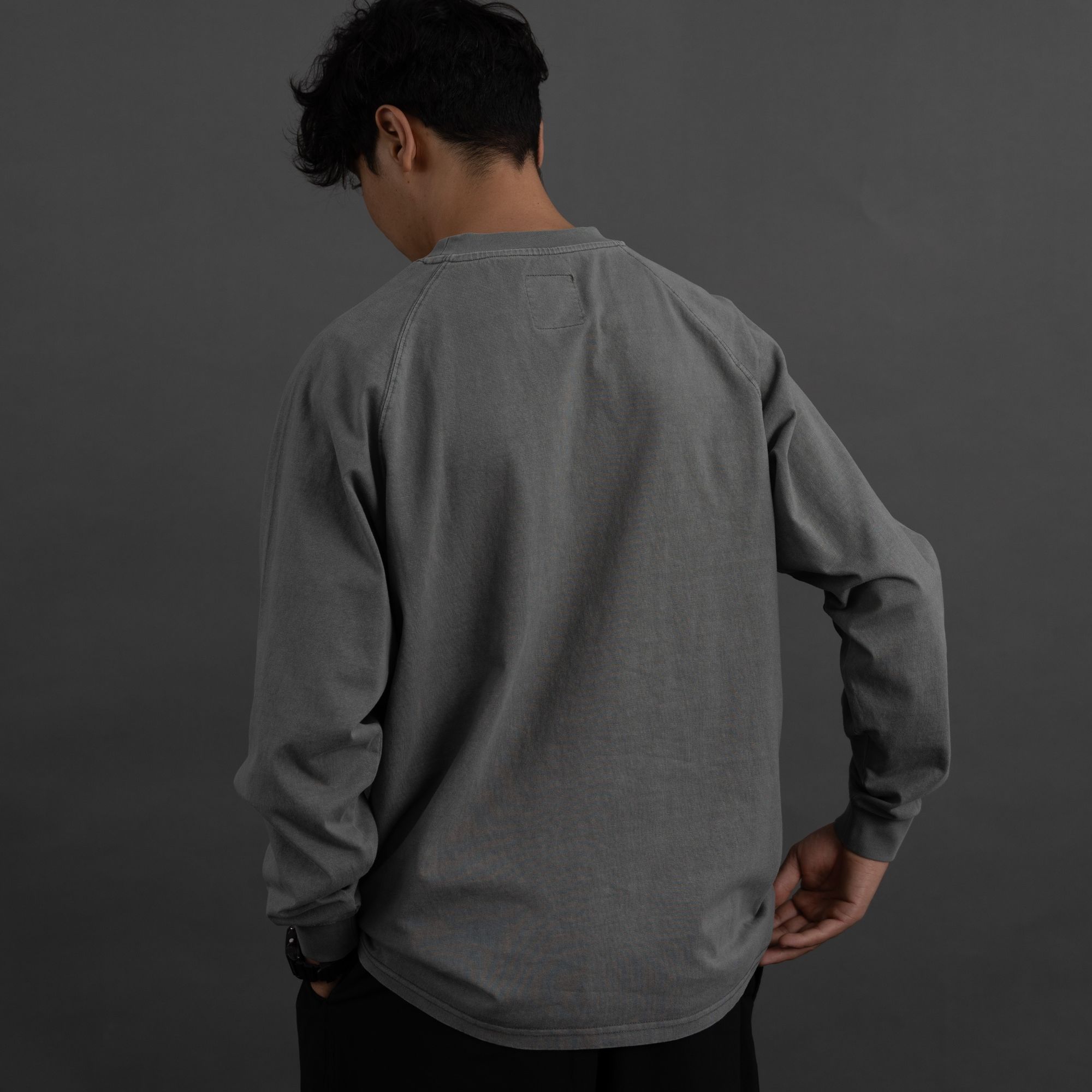 GWDS 24FW 水洗阿苏特染插肩长袖简约纯色长T男女上衣