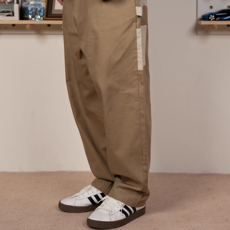 GWDS 23FW 日本进口VANCET®卡其拼接工装休闲复古直筒长裤休闲裤