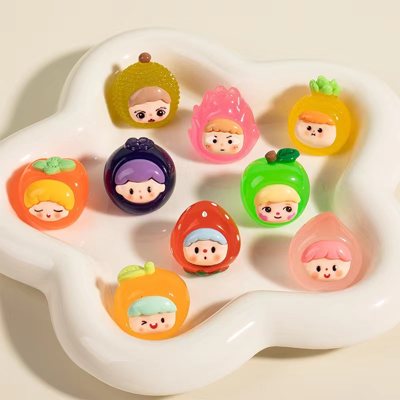 （九宫格+许愿+对对碰）树脂夜光鲜果崽崽小摆件