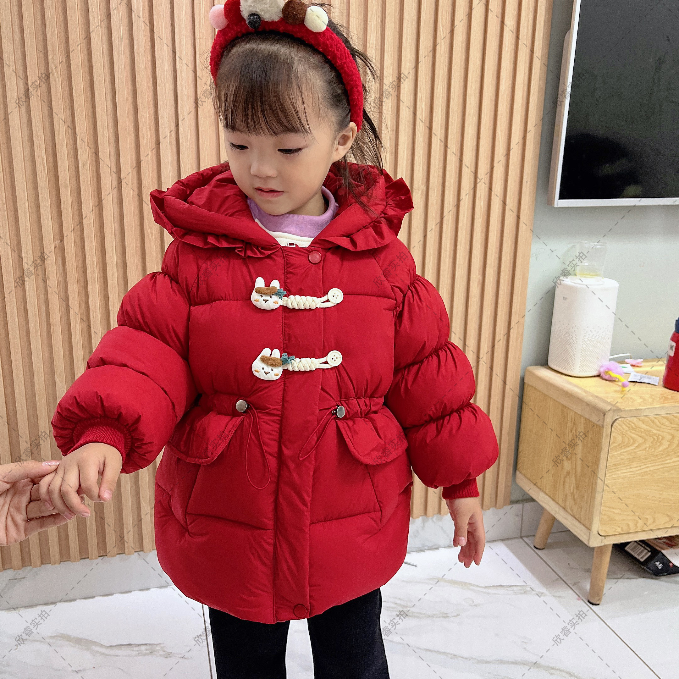 2024年新款女童加厚加绒棉衣外套洋气女宝宝保暖棉服时尚