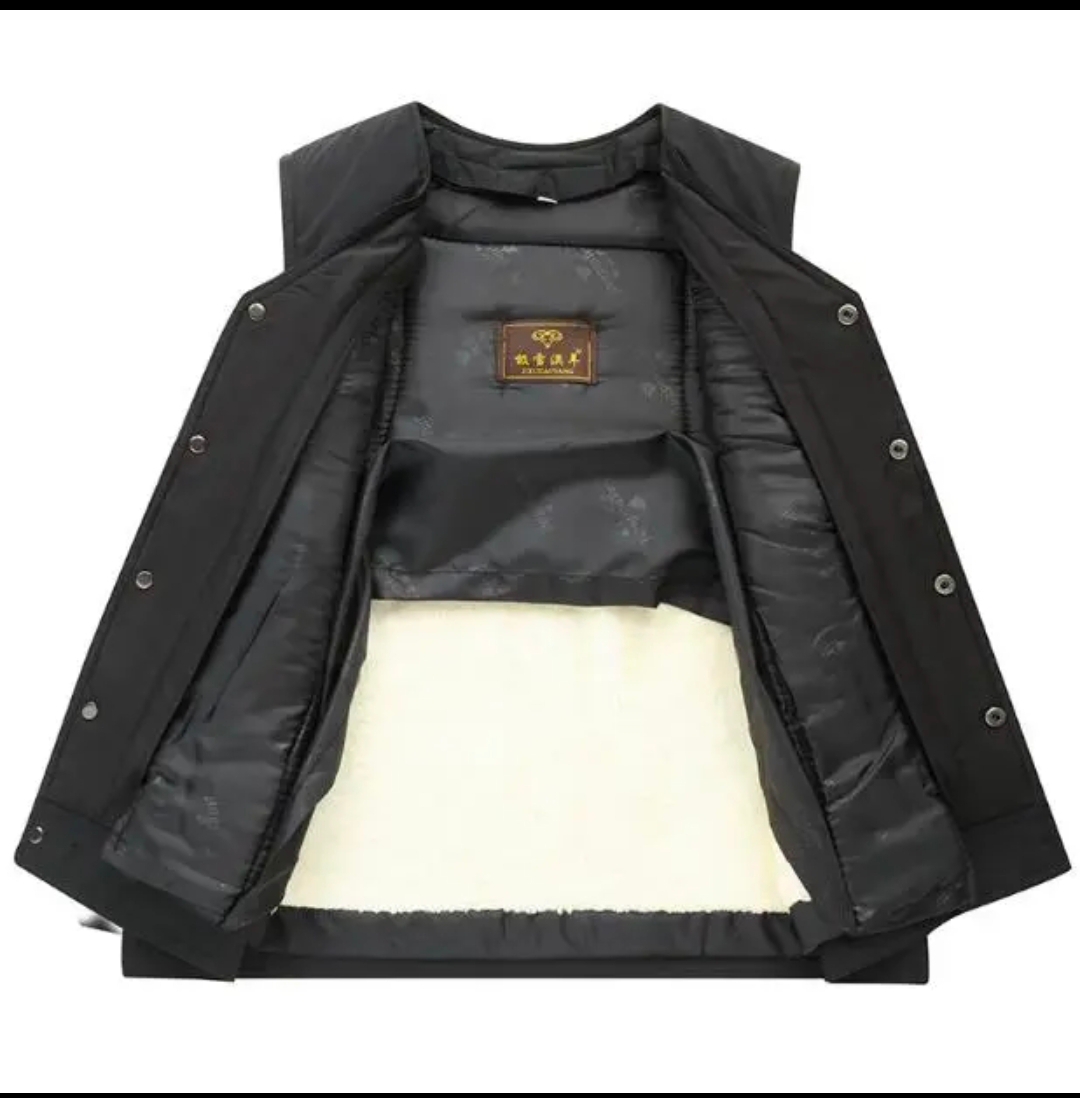 羊毛马甲中老年人皮毛一体中老年秋冬保暖背心羊皮加厚爸爸坎肩