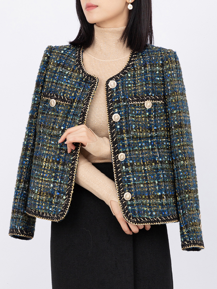 【iditto高奢】蓝精灵百搭气质时尚法式长袖小香风外套TUDC332