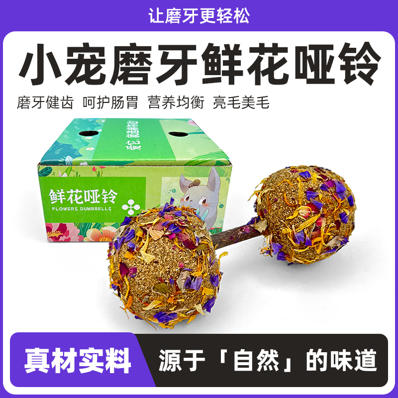 小宠兔子仓鼠荷兰猪龙猫豚鼠金丝熊磨牙棒零食鲜花哑铃草饼玩具