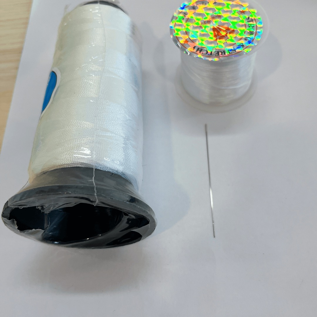 DIY开口针棉线白色弹力绳套装手工细线绣花透明                 