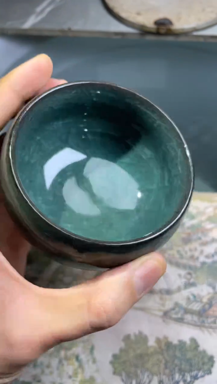 【闪购商品】瓷茶盏墨绿主人杯