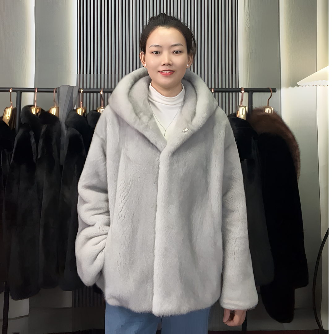 （女装样衣孤品福利）2024丹麦紫金短二时尚休闲皮草外套