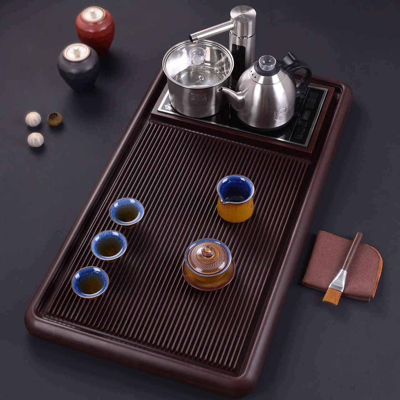 吉界现代新款轻奢德国电木茶盘家用高端自动烧水壶一体式功夫茶盘