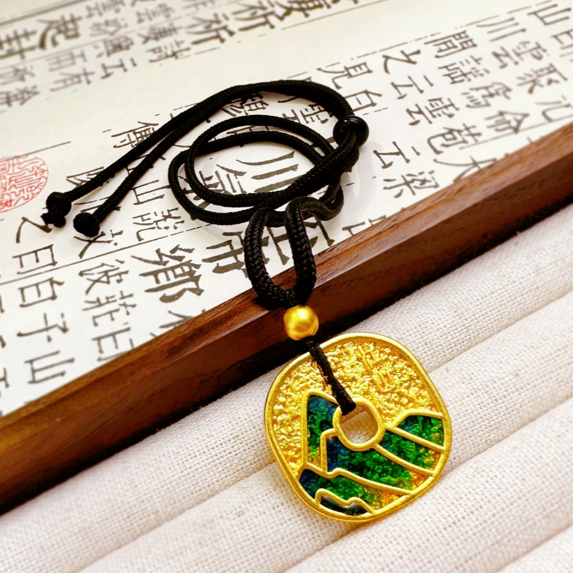 铜合金吊坠  精品千里江山平安扣吊坠