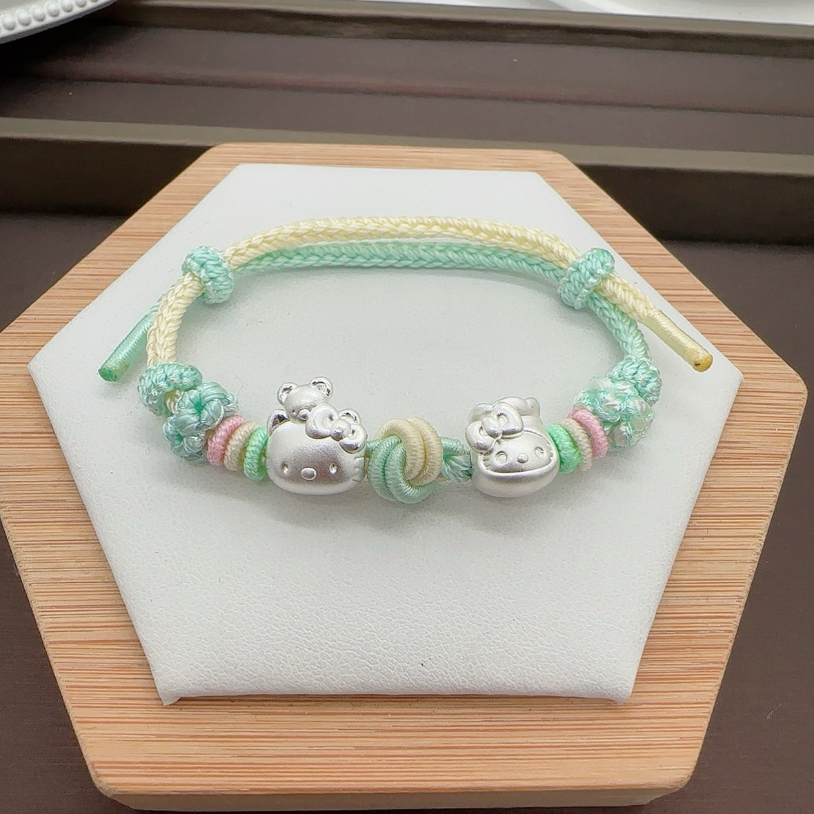 足银手链 足银999Kitty手链甜美可爱少女心女友闺蜜礼物可调节