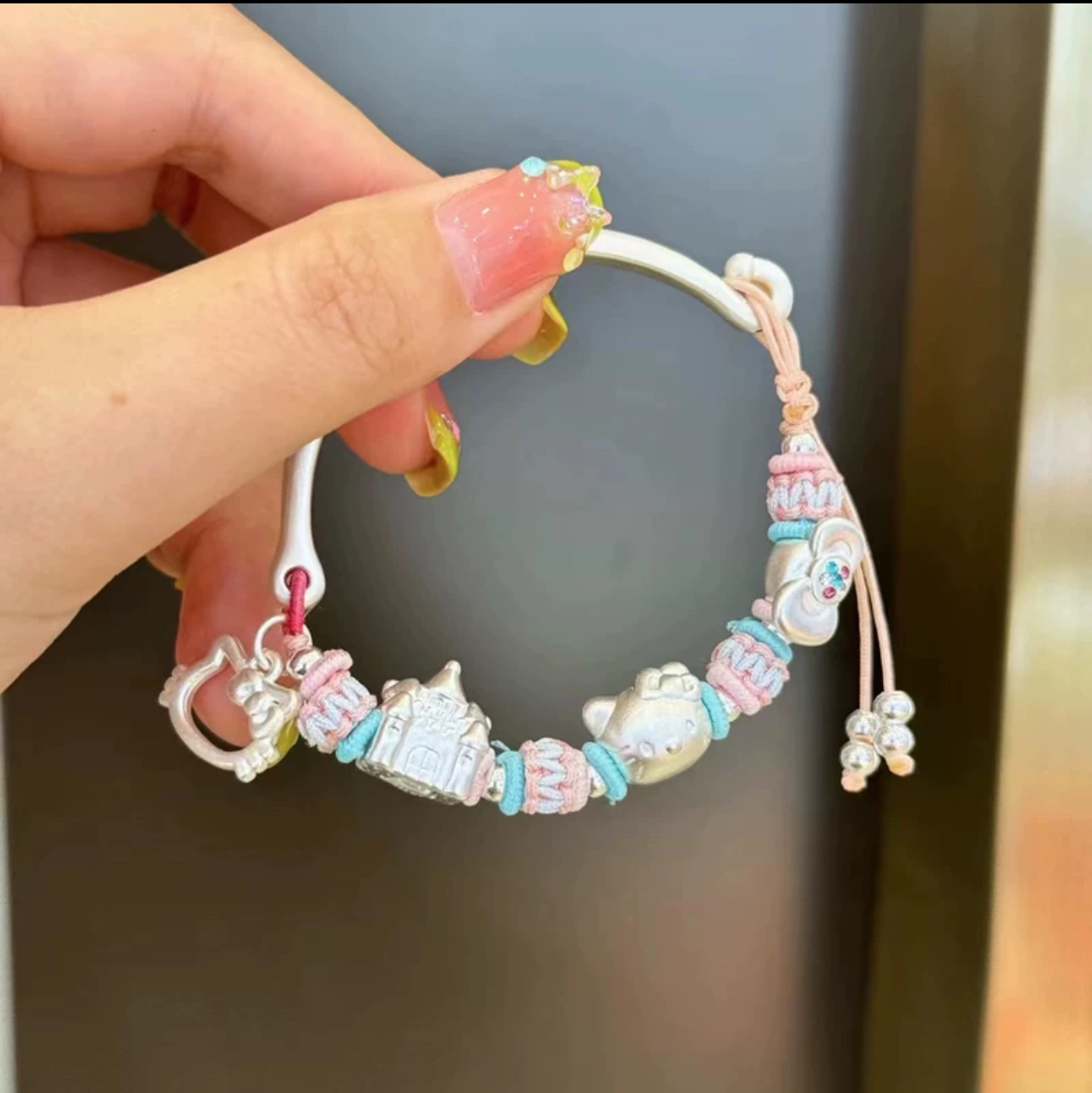 足银手链 饰品轻奢手绳正品足银helloKitty三丽鸥纯银半镯女银饰