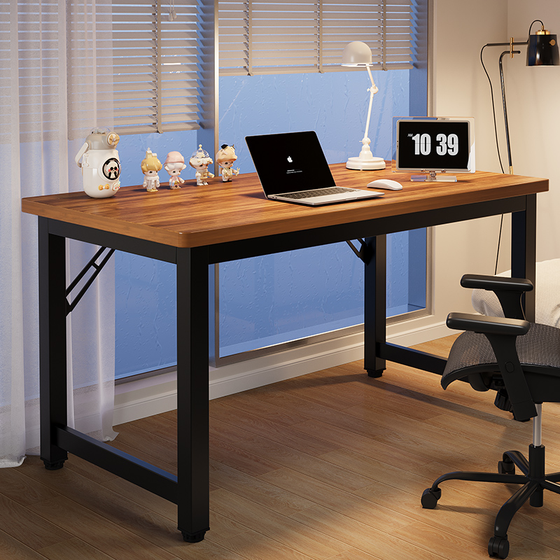 元优电脑桌家用实木电竞桌简易台式桌简约游戏双人出租屋长条书房