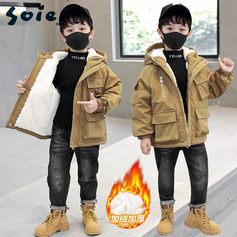 少宜男童外套2023新款派克服儿童冬季外套加绒加厚yy
