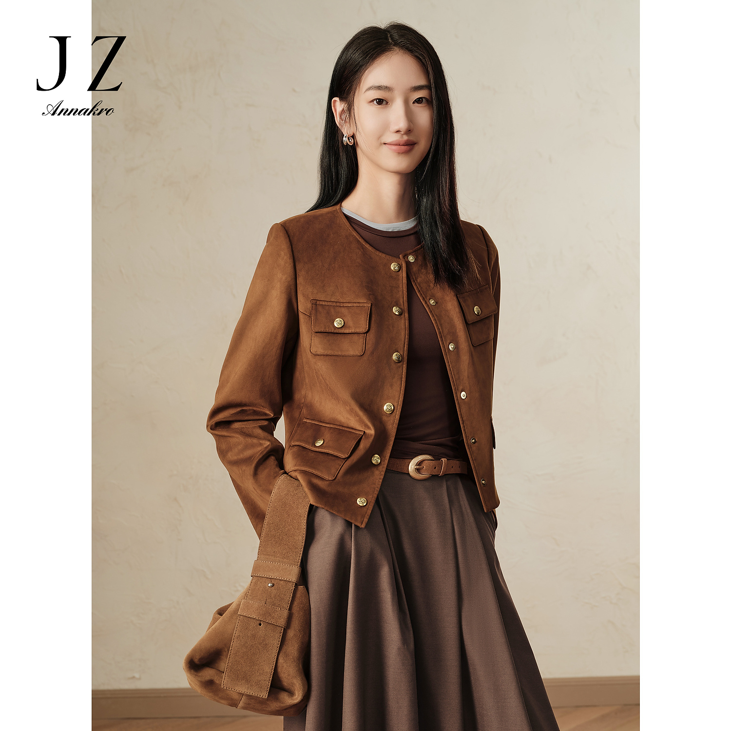 玖姿安娜蔻美拉德休闲帅气复古短款外套女装春季JTED40516