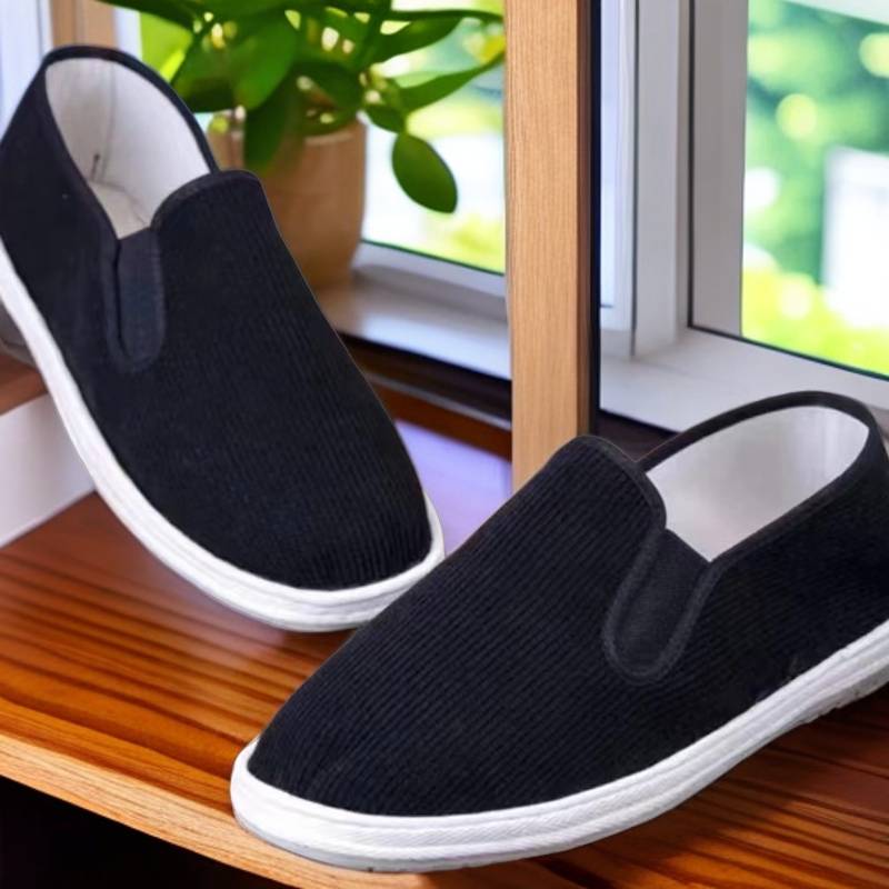 LS 千层底一脚蹬加厚款缓震除臭黑色细条纹艾草款