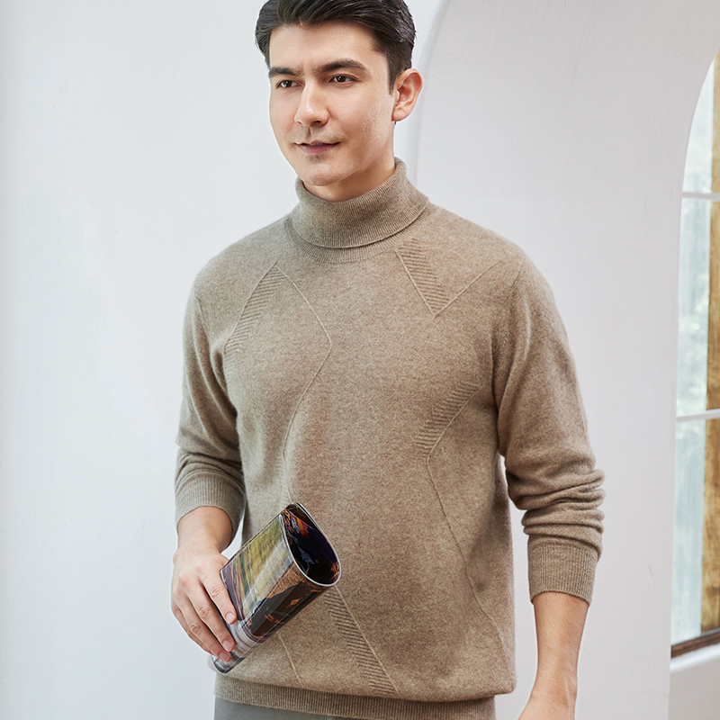上身舒服 狠狠爱住~12针100纯羊毛 大菱形高翻领男士羊毛衫
