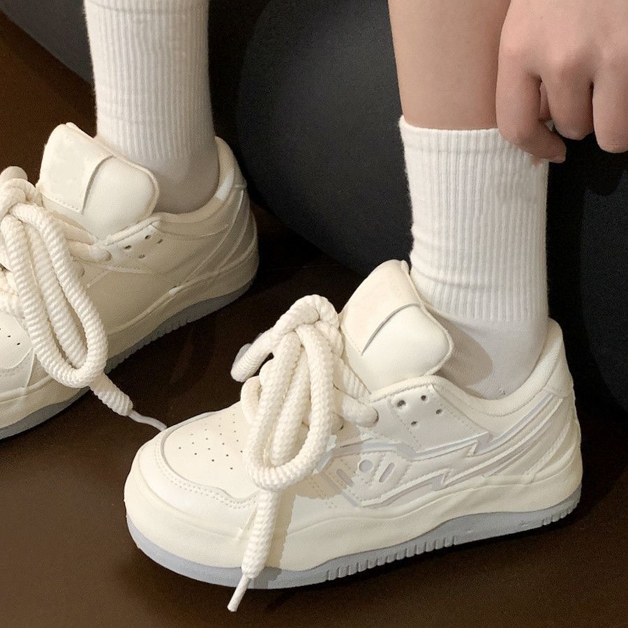 回力瑞面包鞋女厚底百搭港风美式复古春夏小众薄款学院风纯色鞋