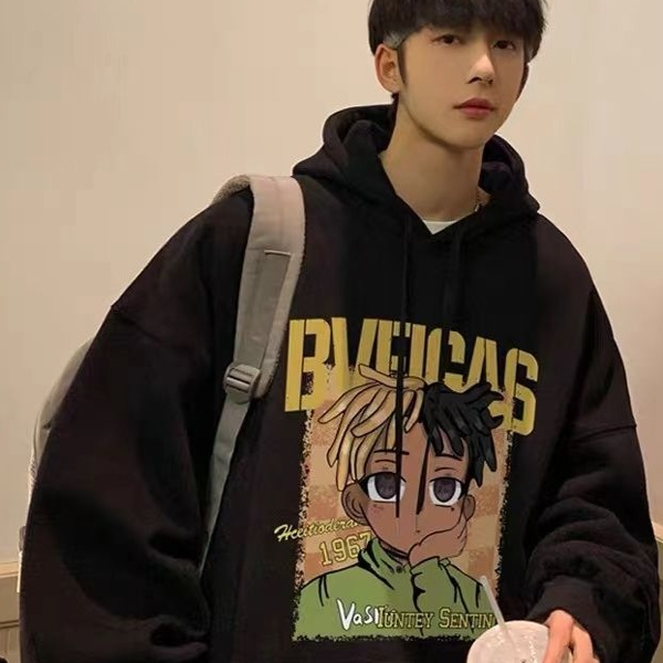 特大码300斤美式痞帅连帽卫衣男女秋冬oversize小众高街宽松外套