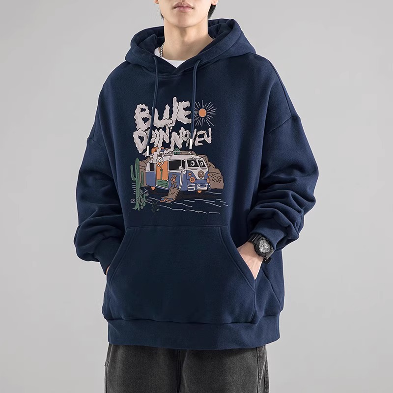 大码男装300斤山东即墨重磅连帽卫衣男春秋新款美式帽衫外套上衣