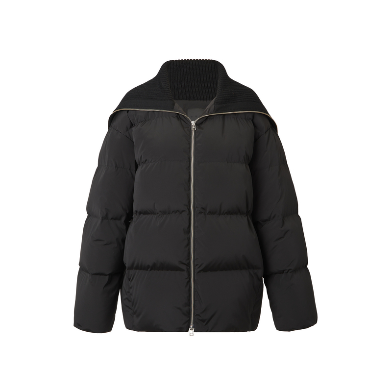 【小众设计款】2024AW"尼龙平纹面料"毛织披领羽绒服J449153019C