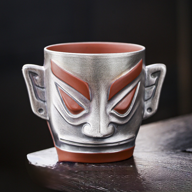三星堆鎏银陶瓷主人杯