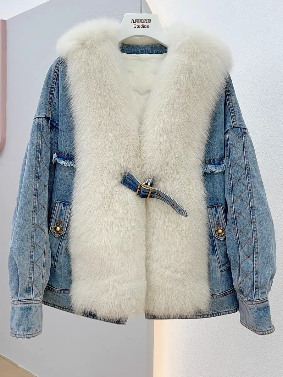 洋气国风牛仔充绒服短外套女冬季新款流行保暖女装短款气质设计师