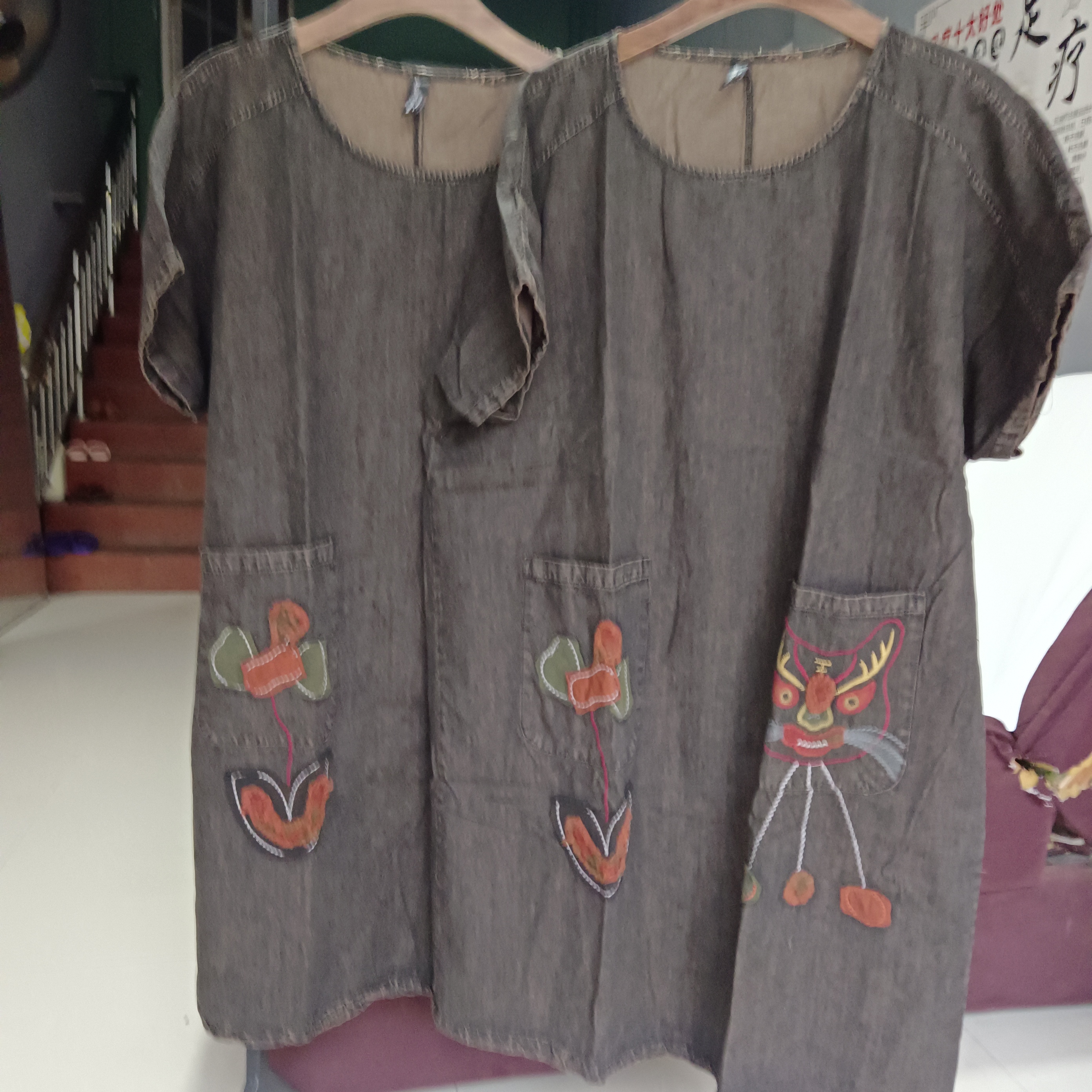 2024年复古做旧休闲夏季百搭宽松牛仔连衣裙