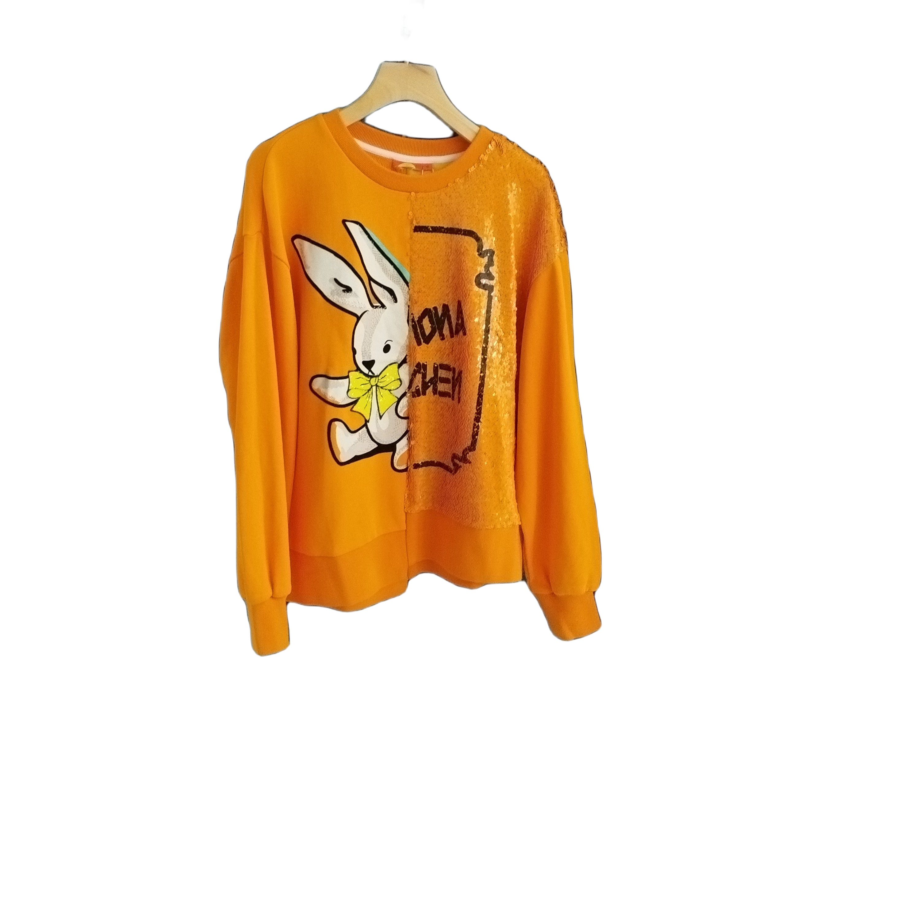 剪标娜晨2023秋冬设计师品重工轻奢圆领减龄休闲时尚黄色长袖