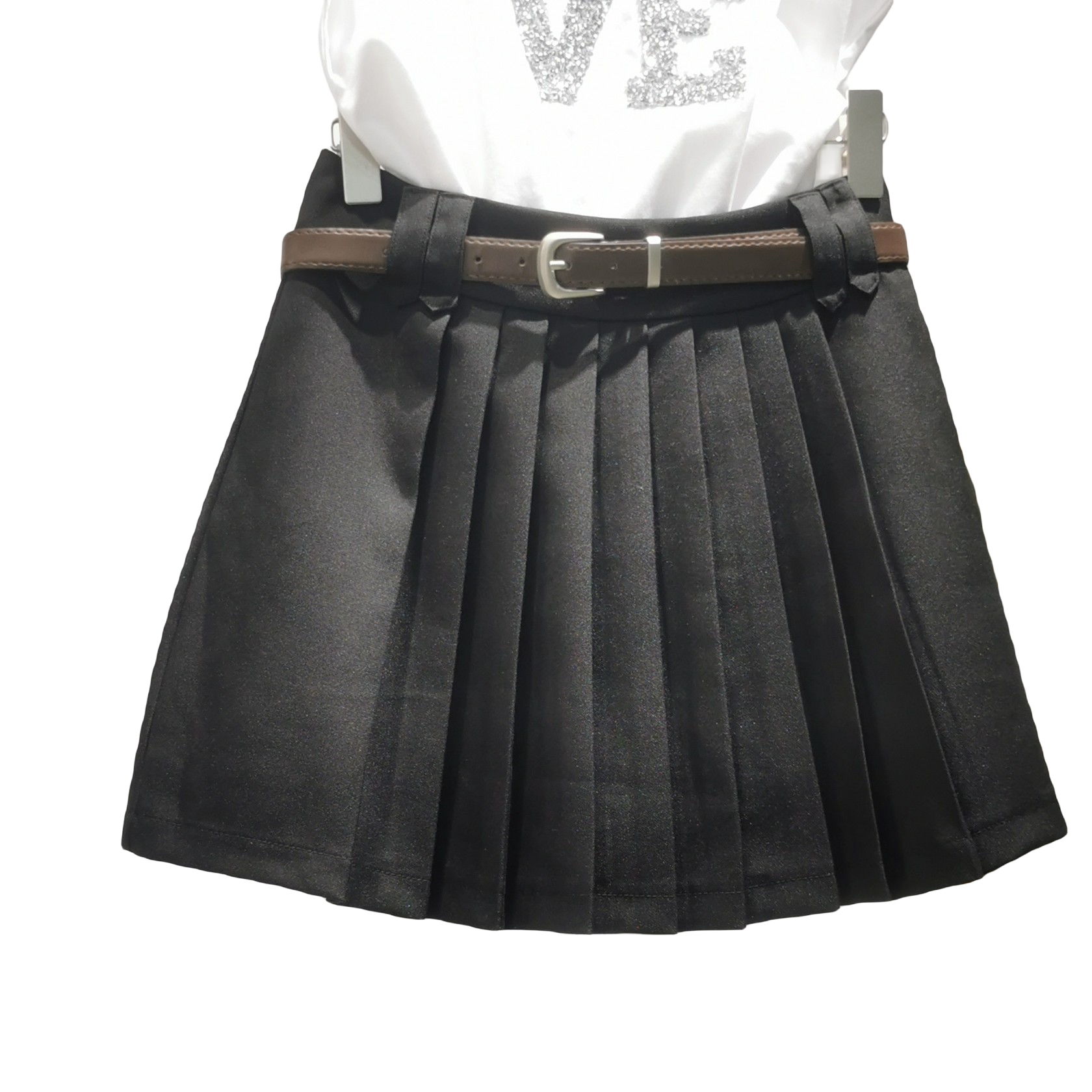 83725秋冬时尚2023黑色显瘦中高腰防走光百搭A字学院风百褶短裙