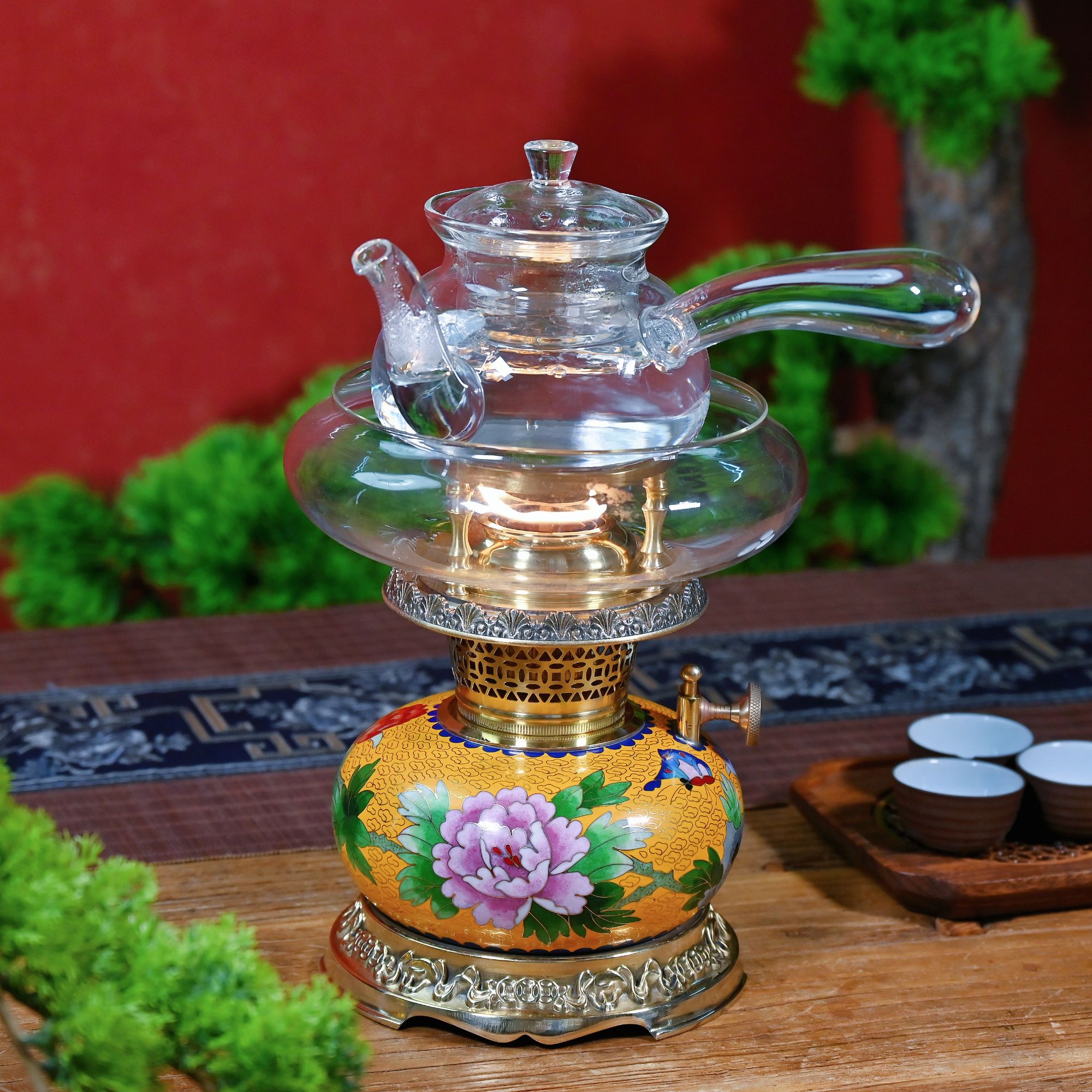 【珐琅彩】丝焰青花瓷款活火围炉煮茶灯珐琅彩复古灯茶炉功夫烧水灯