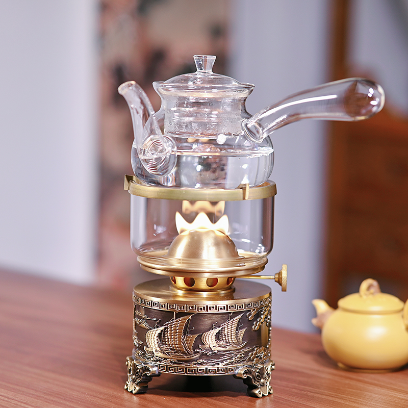 【高脚一帆风顺】丝焰茶灯黄铜小巧旅行茶灯出门户外烧水潮汕工夫茶