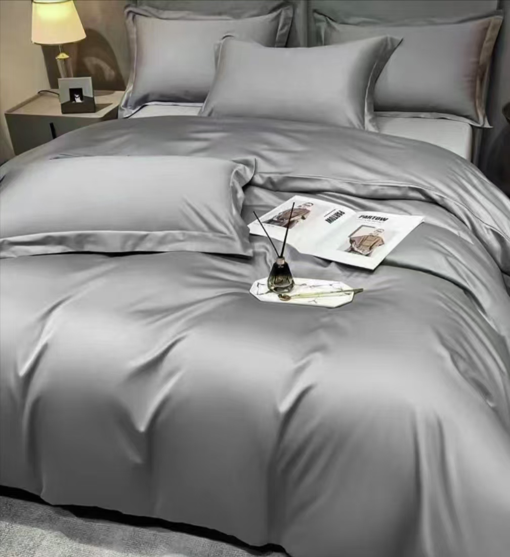 【铭哥家】A类纯棉匹马棉100S双股纯色简约高端四件套-高级灰