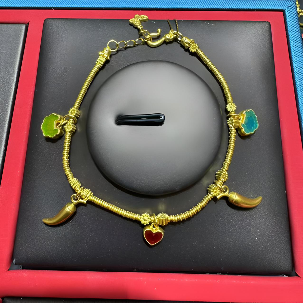 足金999古法珐琅小祥云手链  13.75克