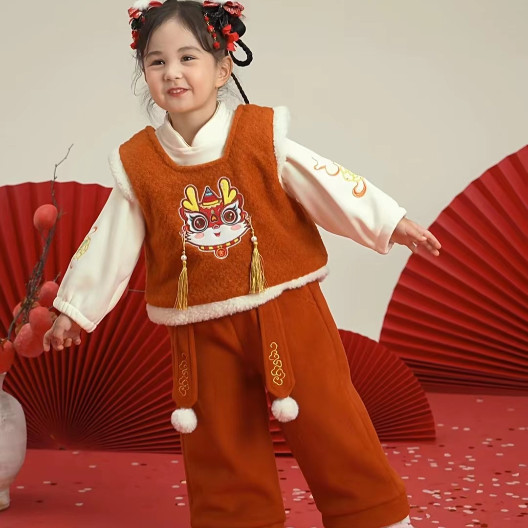 女童套装秋冬款小童汉服女宝宝礼服儿童中国风过年拜年服823129