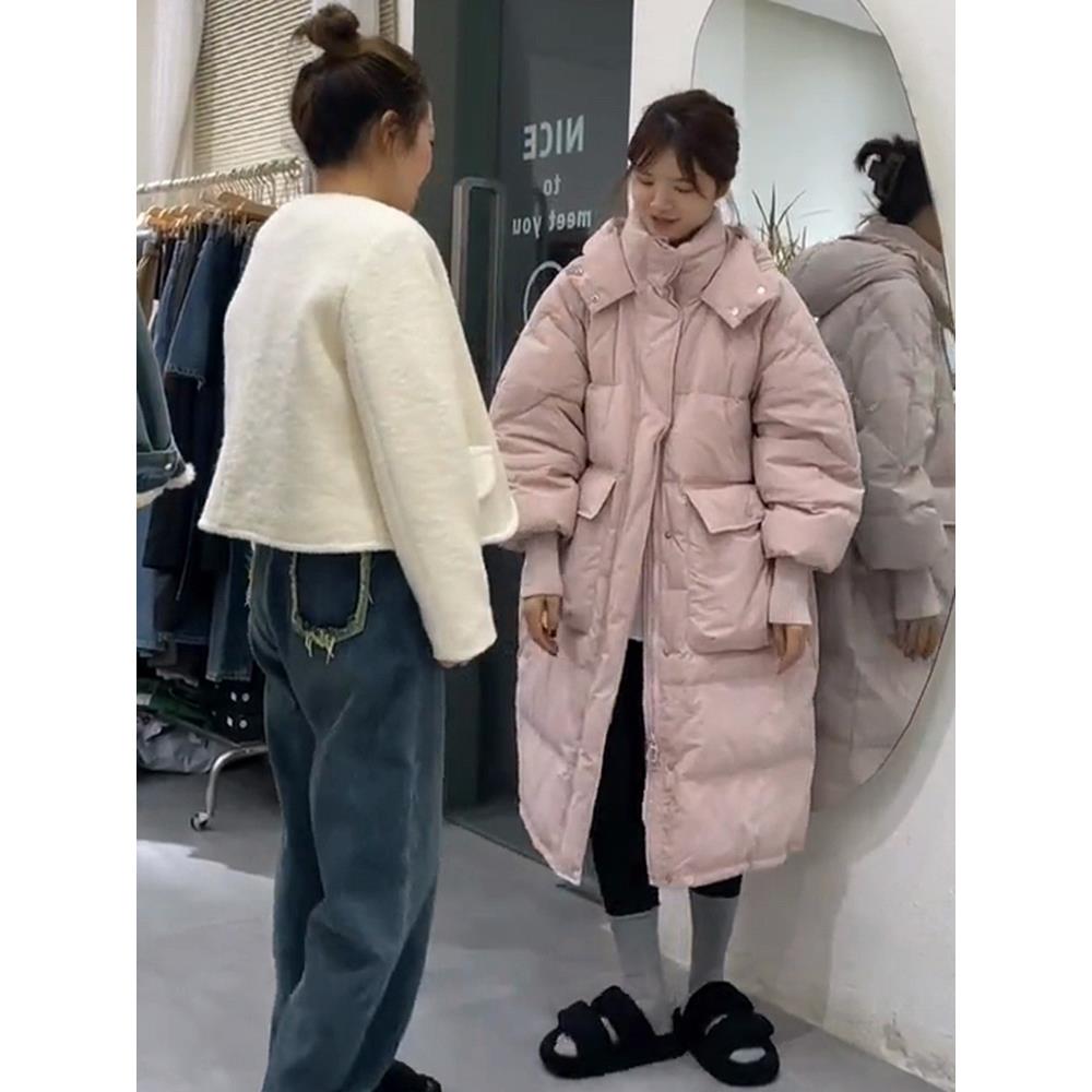 雅鹿高级感连帽羽绒棉服女2023新款冬季加厚中长款棉袄外套时尚面
