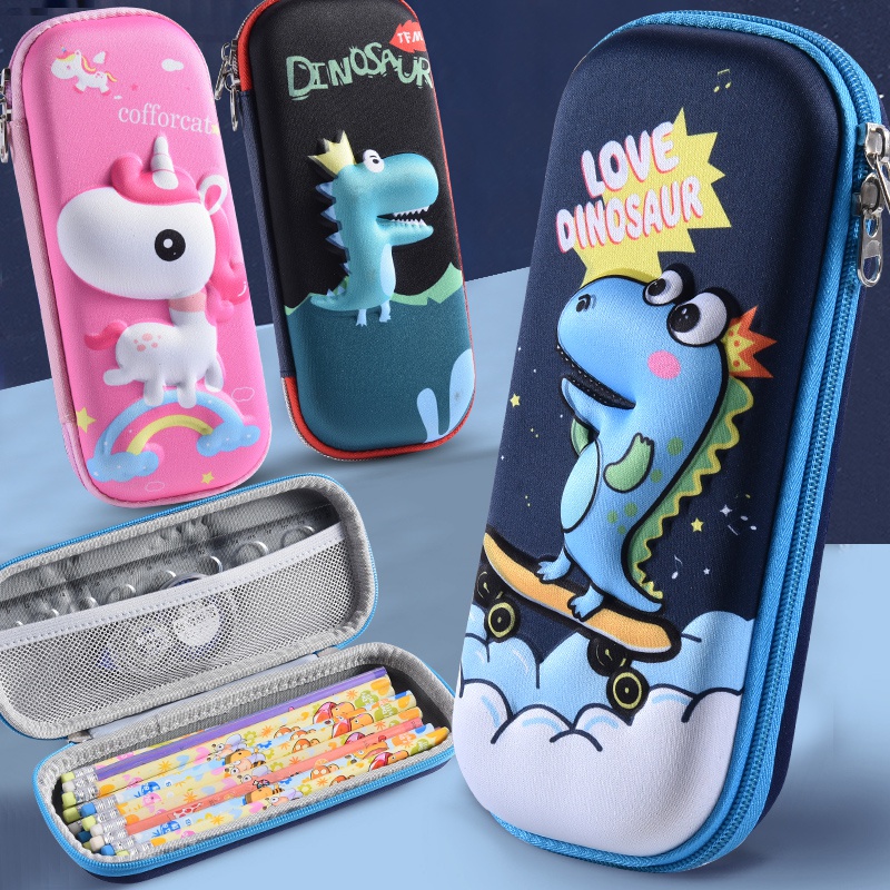 现货卡通可爱3D笔袋小学生女生EVA文具盒男孩防摔多功能铅笔盒男
