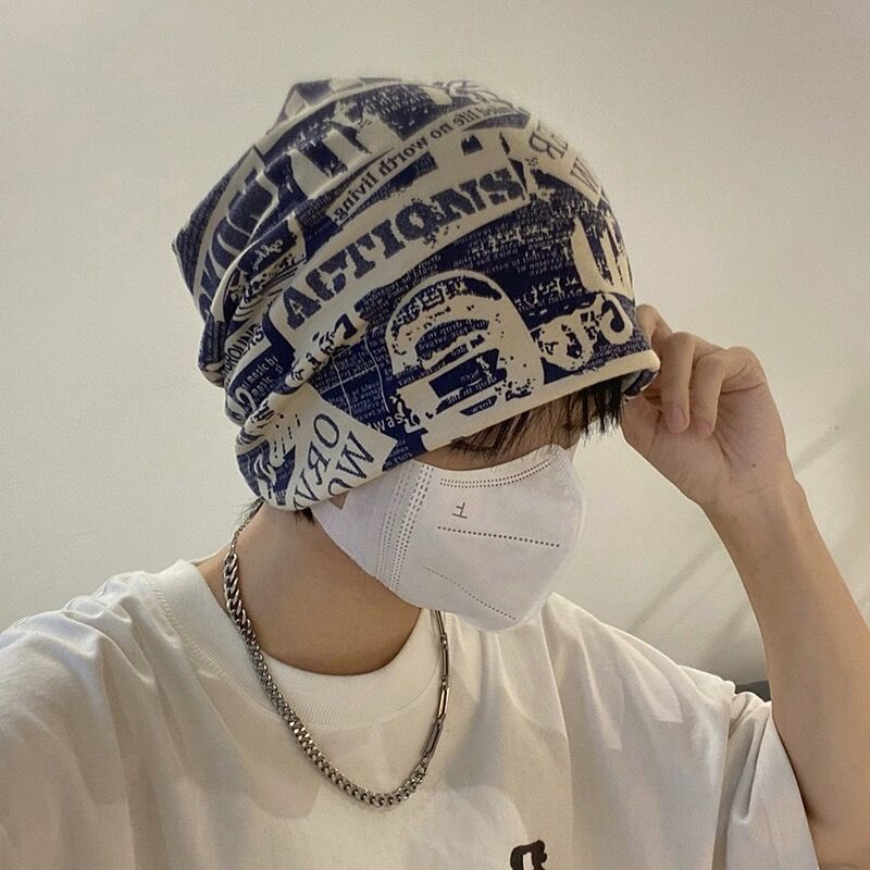 堆堆帽秋冬黑色包头帽薄款冷帽子女针织帽网红大头围男女月子帽