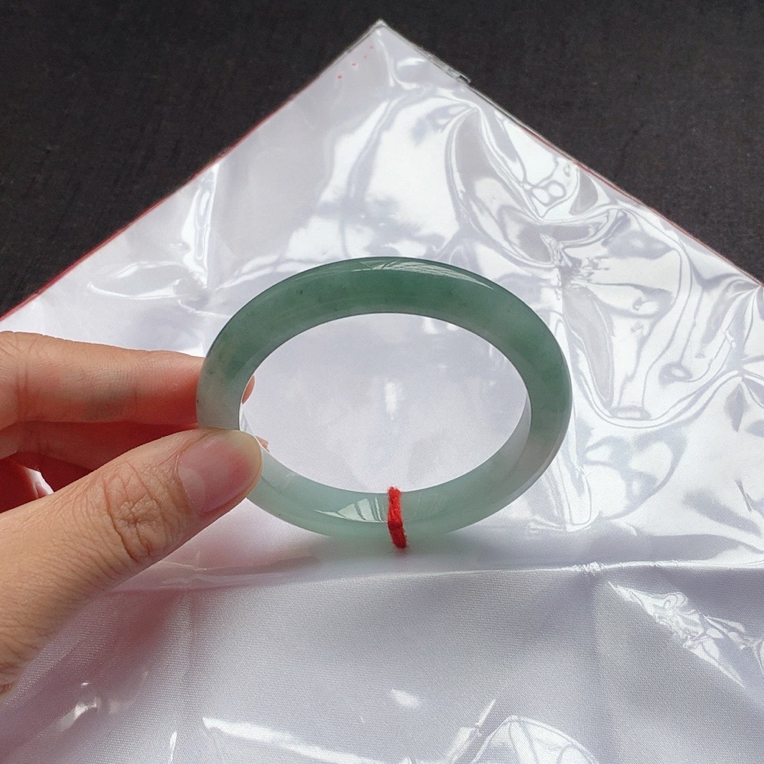 伊奕翡翠纯天然缅甸翡翠A货A88 51➕半山水手镯女款珠宝时尚精美冰