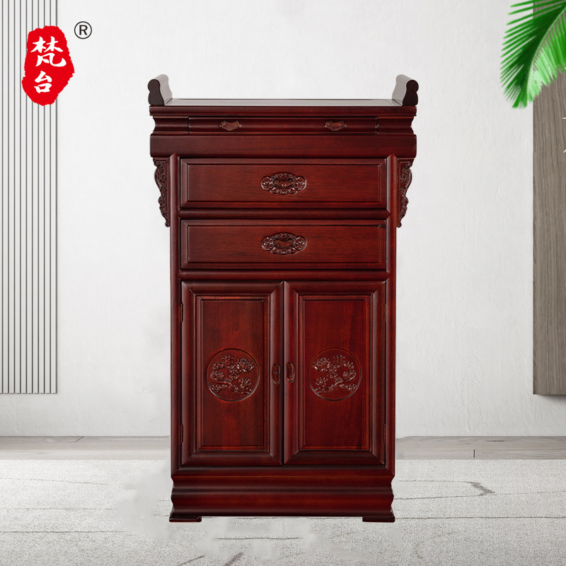 梵台实木中式设计家用榫卯雕花仿古现代实用客厅柜子