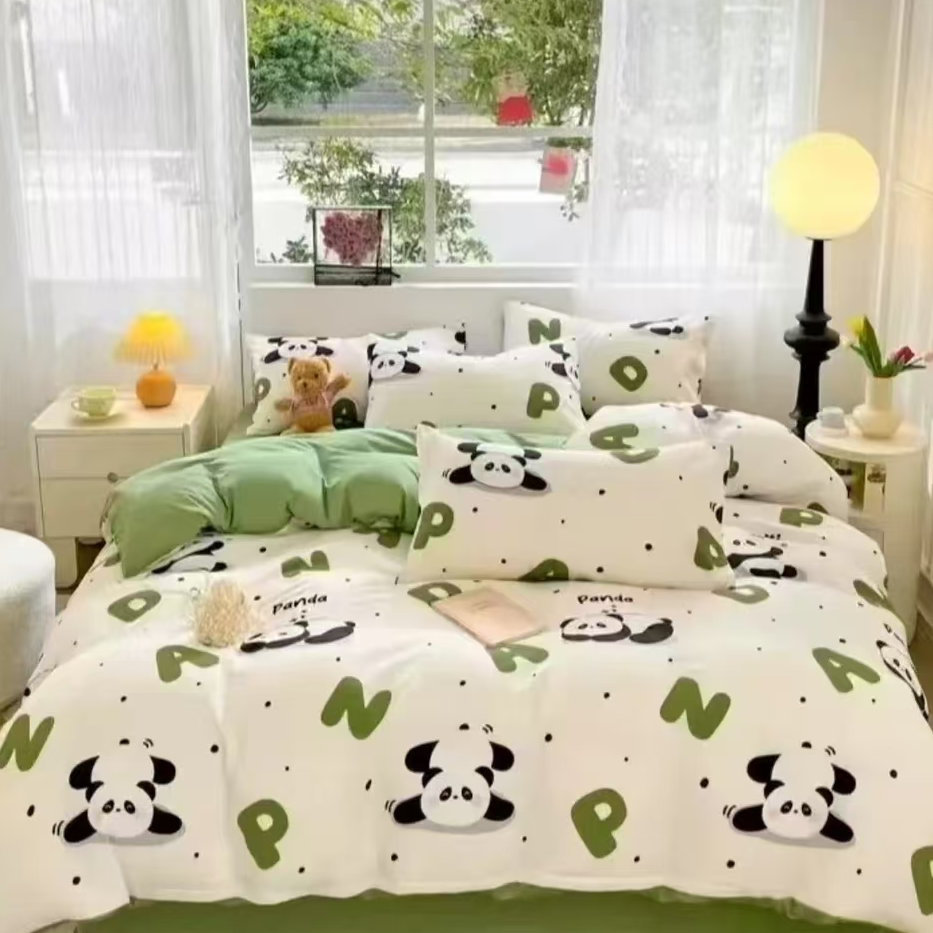 【绿色熊猫被】2*2.3米 绿色熊猫卡通印花加厚春秋大被子