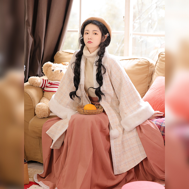 醉雨朵【奇迹暖暖】明制汉服女改良汉元素秋冬毛呢披袄日常马面裙