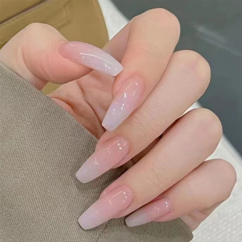 指甲贴眼镜高档红色网红款秋冬简约粉嫩乳白渐变穿戴甲美甲片