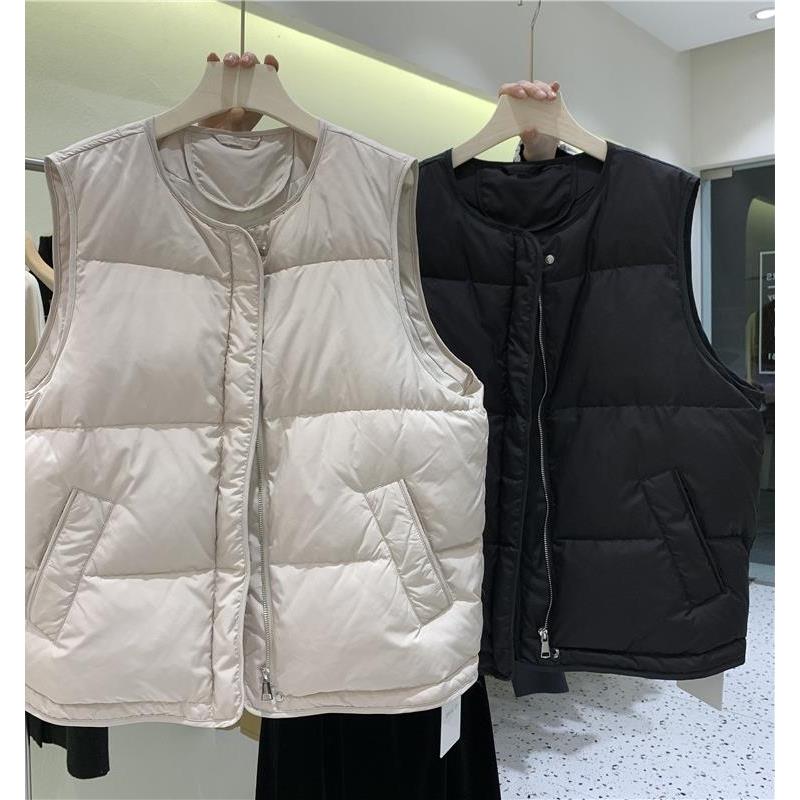 【小扬哥甄选】白鸭绒羽绒服马甲女2023冬百搭韩版圆领宽松休闲短