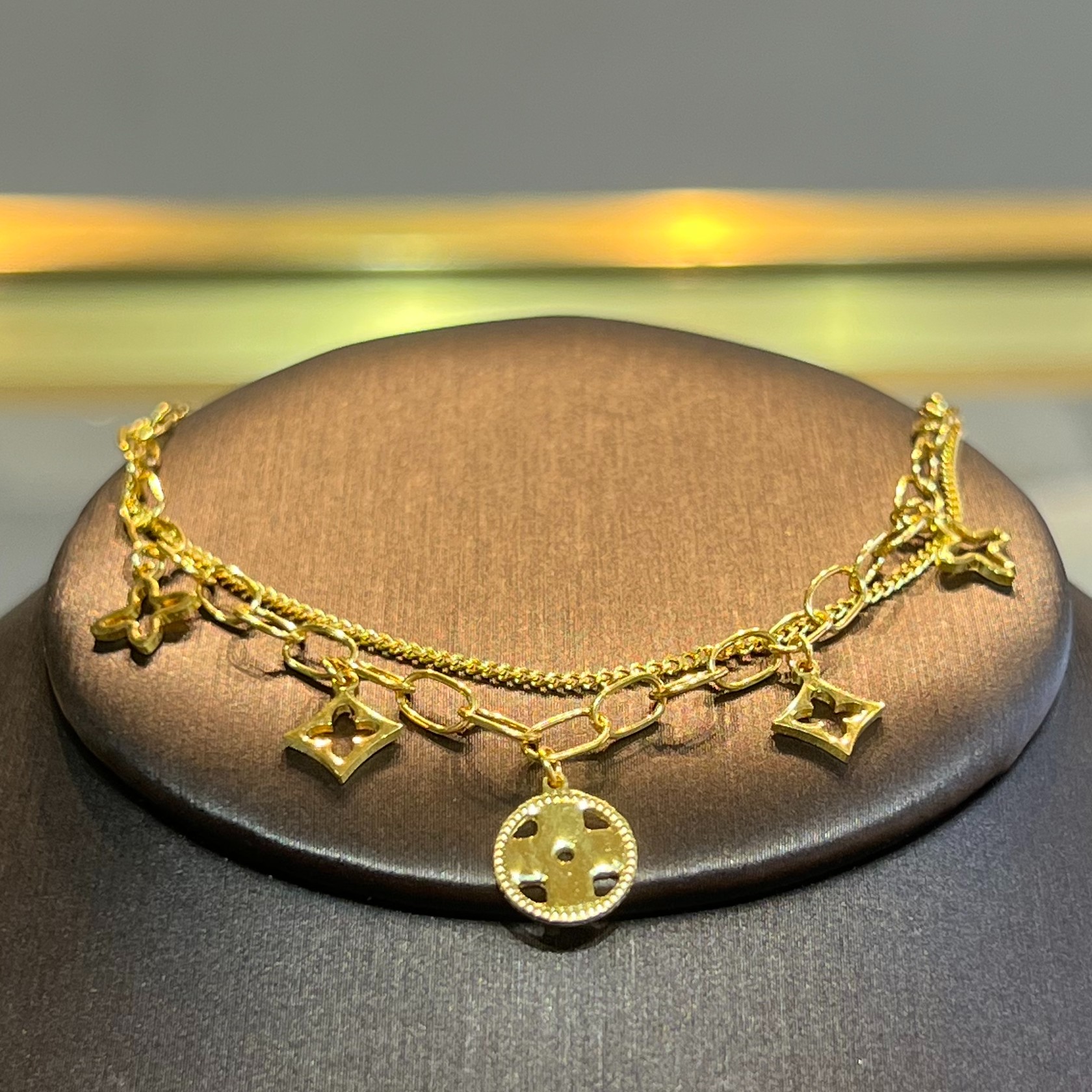 足金999手链花手链双链女款时尚百搭高级网红轻奢品味黄金手链