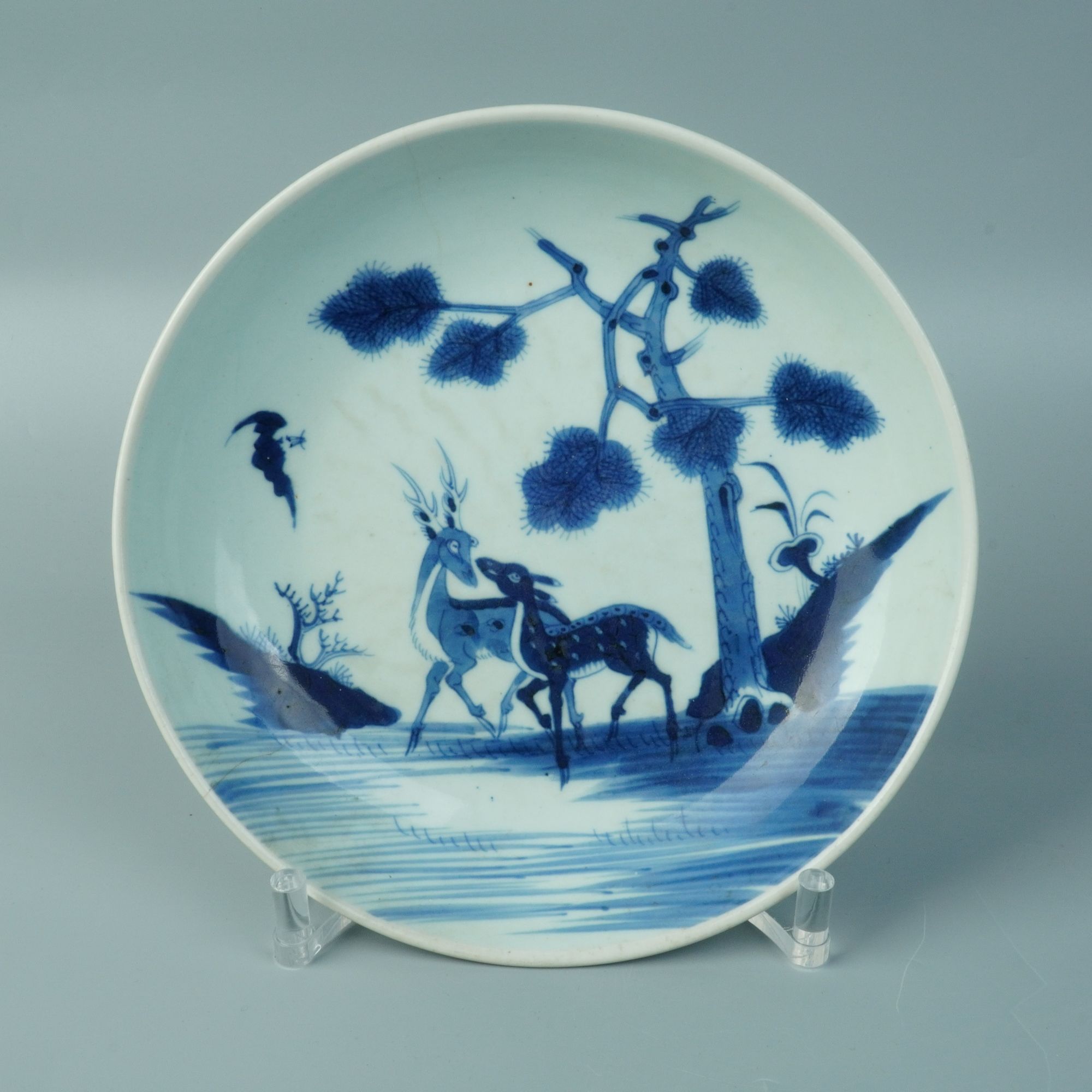 清雍正 青花松下双禄盘YC20241020200