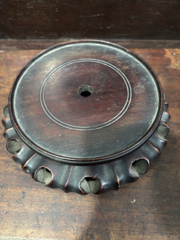 圆形底座老物件复古花梨木瑕疵内径13.5cm圆盘摆件实木摆件底座